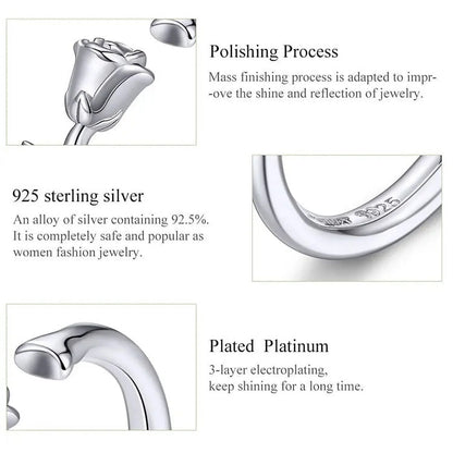 925 Sterling Silver Open Adjustable Rings for Women & Girls. Wedding, Engagement, Anniversary or Gift Rings