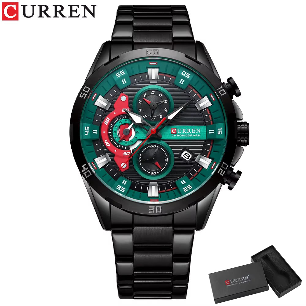 Men Watch Top Brand Luxury Sports Quartz Mens Watches Full Steel Waterproof Chronograph Wristwatch Men Relogio Masculino