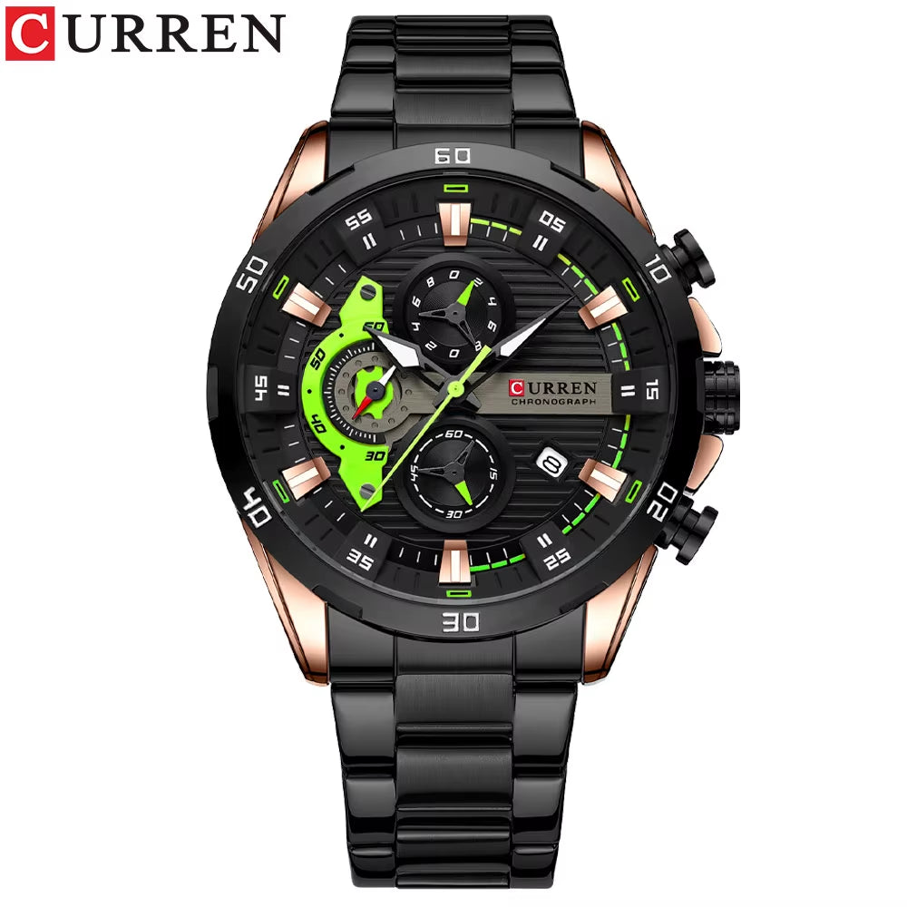 Men Watch Top Brand Luxury Sports Quartz Mens Watches Full Steel Waterproof Chronograph Wristwatch Men Relogio Masculino