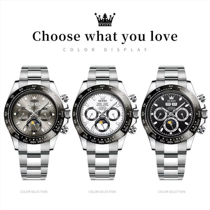 6654 Luxury Mens Watch Chronograph Automatic Mechanical Wristwatch Waterproof Luminous Top Brand Watch for Man Date Sport