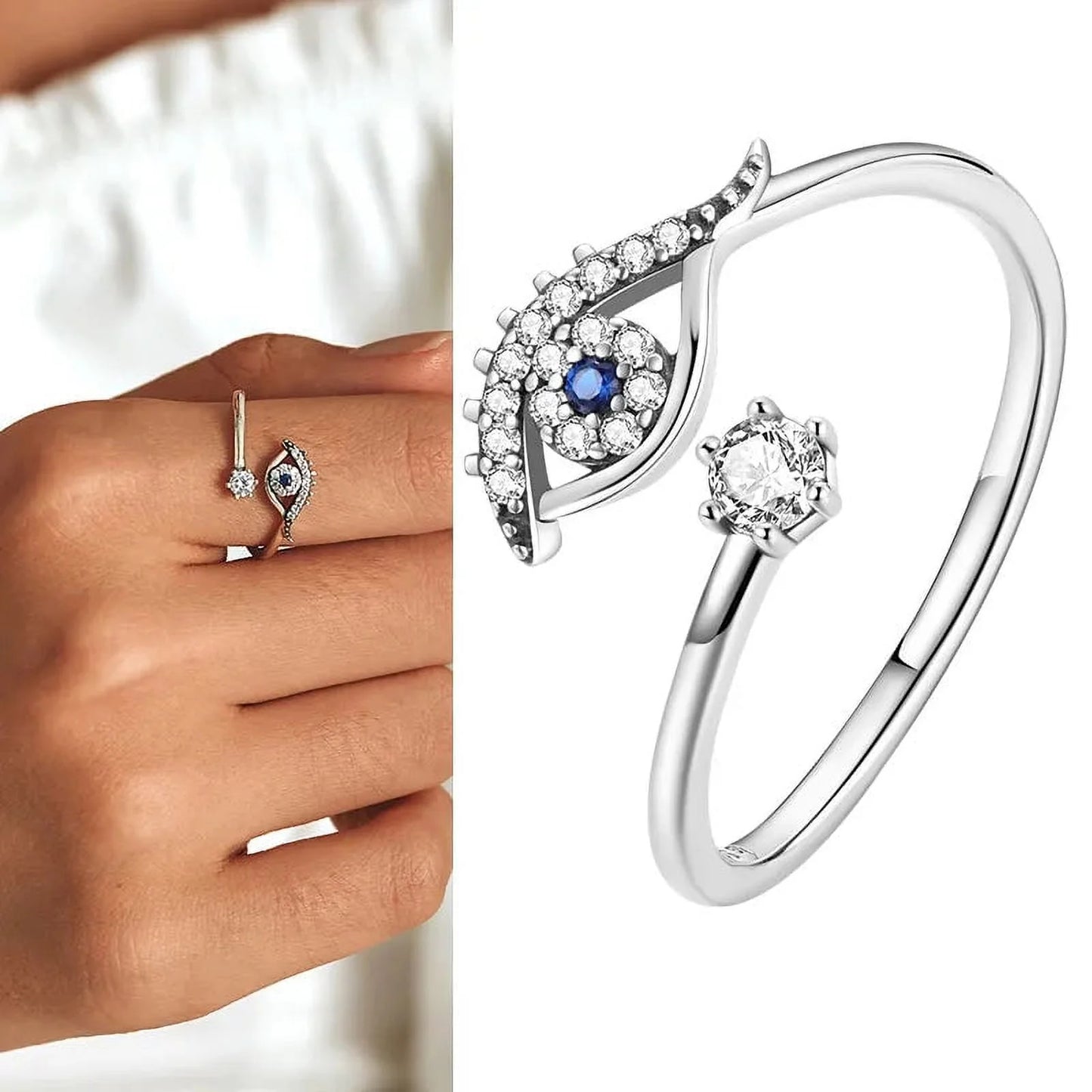 925 Sterling Silver Open Adjustable Rings for Women & Girls. Wedding, Engagement, Anniversary or Gift Rings