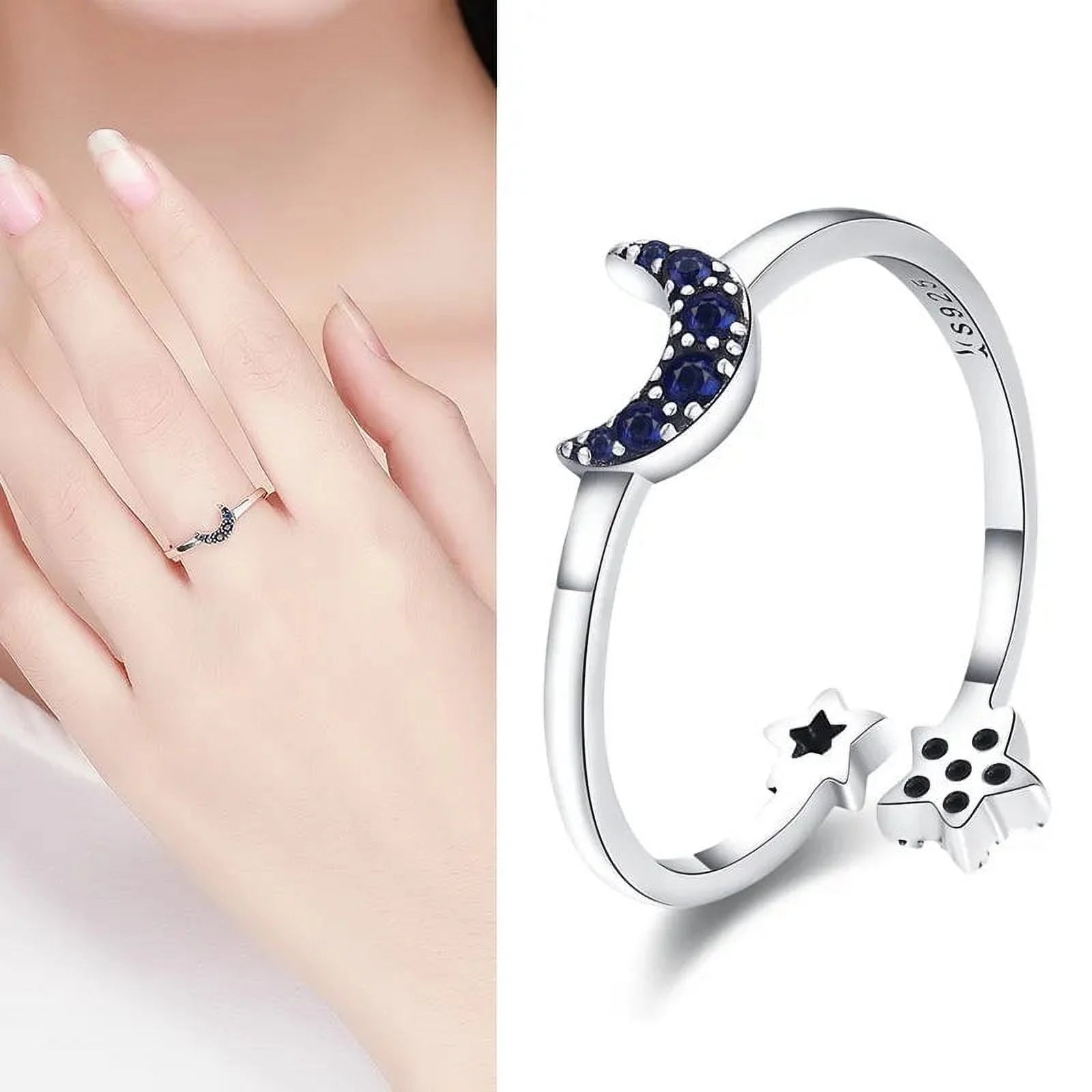 925 Sterling Silver Open Adjustable Rings for Women & Girls. Wedding, Engagement, Anniversary or Gift Rings