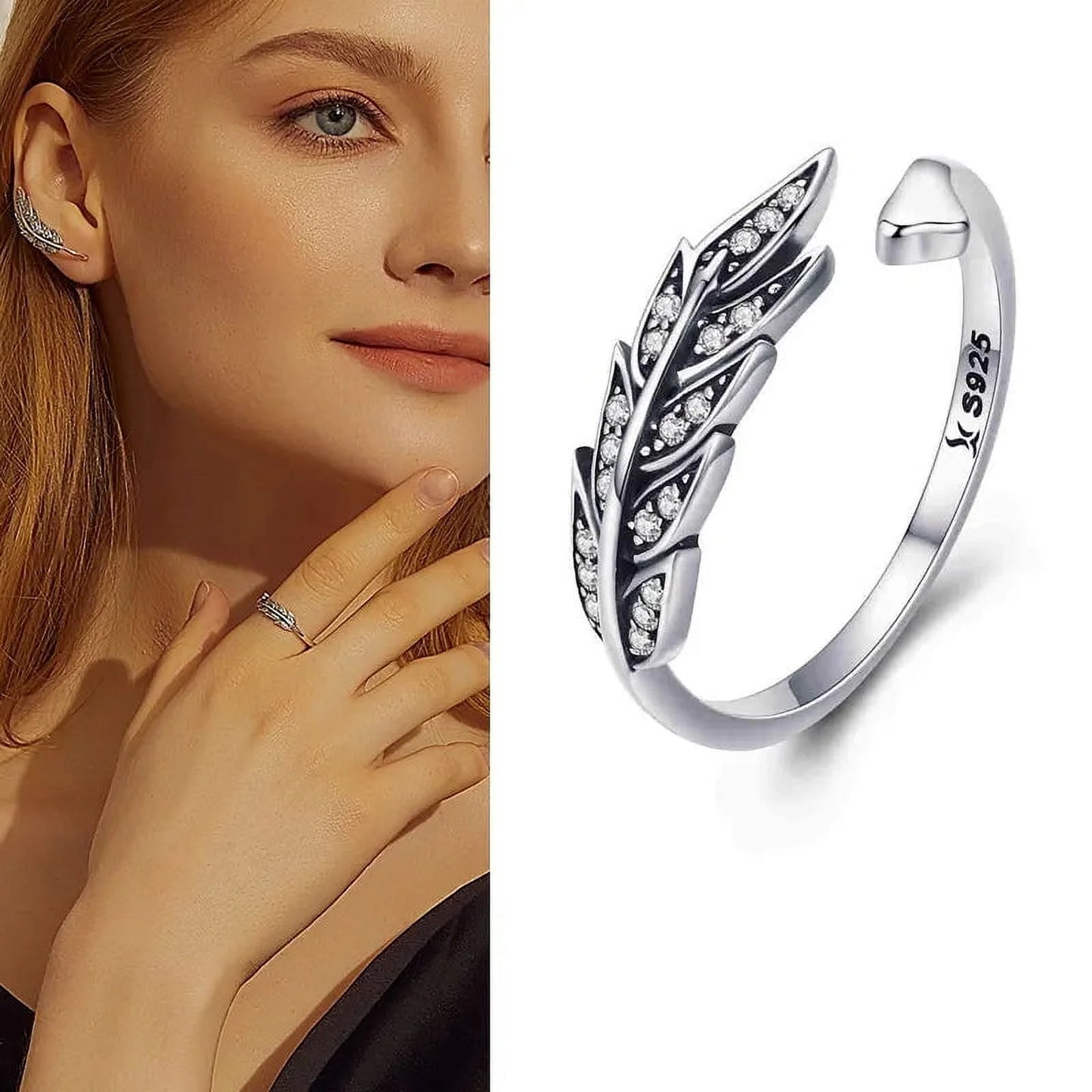 925 Sterling Silver Open Adjustable Rings for Women & Girls. Wedding, Engagement, Anniversary or Gift Rings