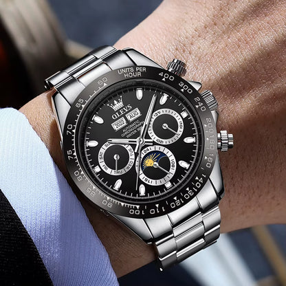 6654 Luxury Mens Watch Chronograph Automatic Mechanical Wristwatch Waterproof Luminous Top Brand Watch for Man Date Sport