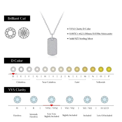 D Color Moissanite Rectangle Brand Necklace 925 Sterling Silver Trendy Stackable Pendant Necklaces for Women Fine Jewelry