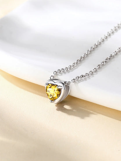 Silver Necklace 925 Sterling Silver Birthstone Love Heart Necklace Gifts for Women