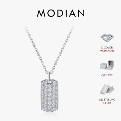 D Color Moissanite Rectangle Brand Necklace 925 Sterling Silver Trendy Stackable Pendant Necklaces for Women Fine Jewelry