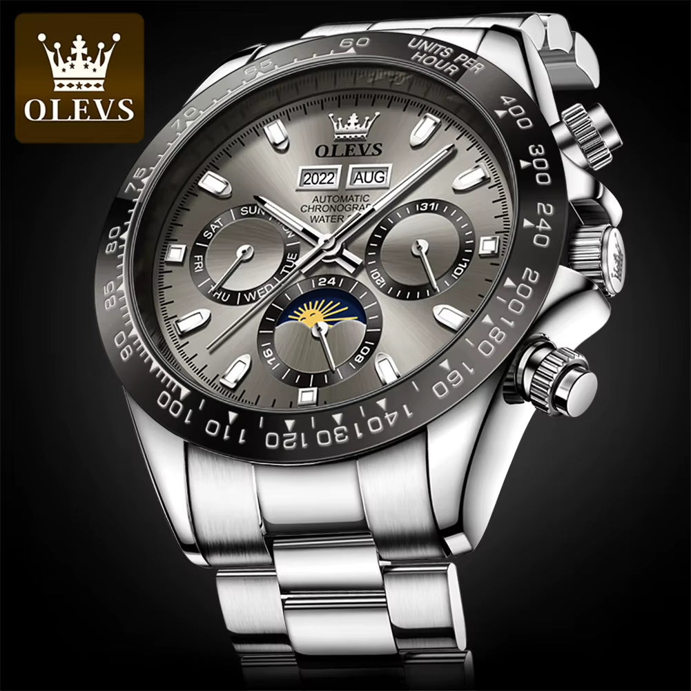 6654 Luxury Mens Watch Chronograph Automatic Mechanical Wristwatch Waterproof Luminous Top Brand Watch for Man Date Sport