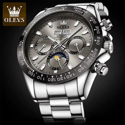 6654 Luxury Mens Watch Chronograph Automatic Mechanical Wristwatch Waterproof Luminous Top Brand Watch for Man Date Sport