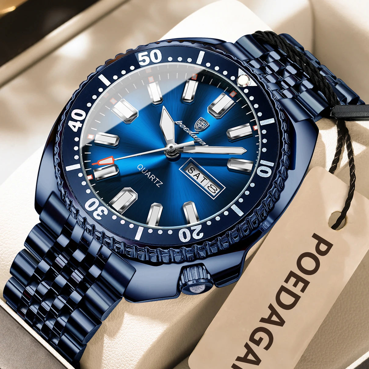 Business Men Watch Date Week Waterproof Luminous Luxury Man Wristwatch Sports Stainless Steel Men'S Quartz Watches Male