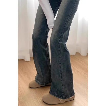 Spring 2025 Women'S Retro Micro Flared Jeans High Waist Cotton Stretch Denim Ro Ey Slimming Bootcut Pants Wear Resistant