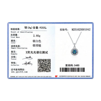1CT Multicolor round Moissanite Necklaces 925 Sterling Silver Luxury Classic Pendant Necklace for Women Fine Jewelry