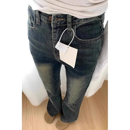 Spring 2025 Women'S Retro Micro Flared Jeans High Waist Cotton Stretch Denim Ro Ey Slimming Bootcut Pants Wear Resistant