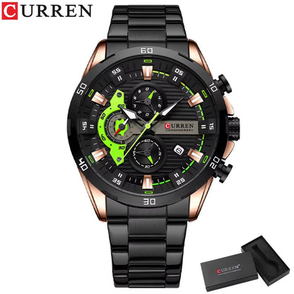 Men Watch Top Brand Luxury Sports Quartz Mens Watches Full Steel Waterproof Chronograph Wristwatch Men Relogio Masculino