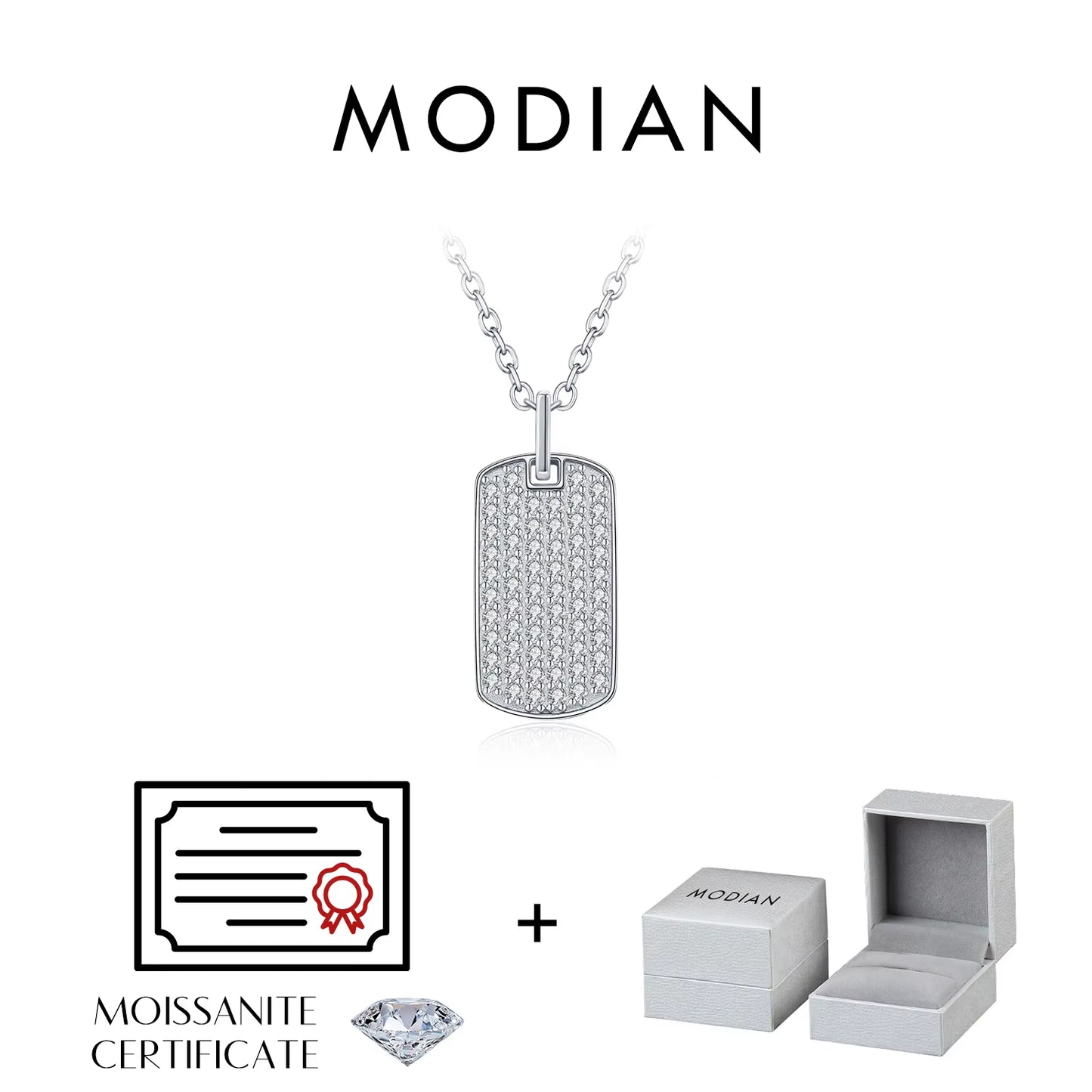 D Color Moissanite Rectangle Brand Necklace 925 Sterling Silver Trendy Stackable Pendant Necklaces for Women Fine Jewelry