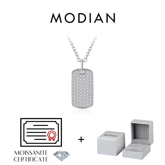 D Color Moissanite Rectangle Brand Necklace 925 Sterling Silver Trendy Stackable Pendant Necklaces for Women Fine Jewelry