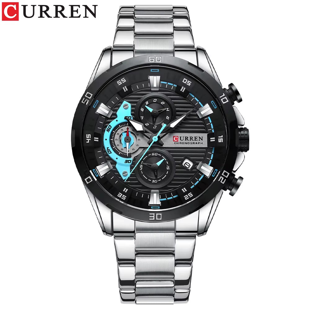 Men Watch Top Brand Luxury Sports Quartz Mens Watches Full Steel Waterproof Chronograph Wristwatch Men Relogio Masculino