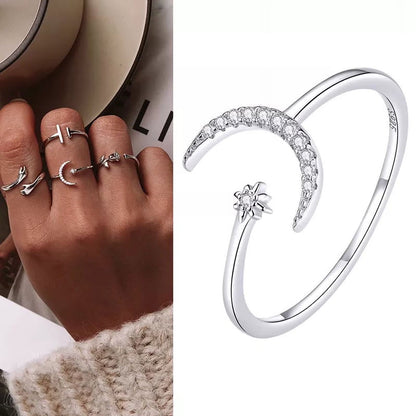 925 Sterling Silver Open Adjustable Rings for Women & Girls. Wedding, Engagement, Anniversary or Gift Rings