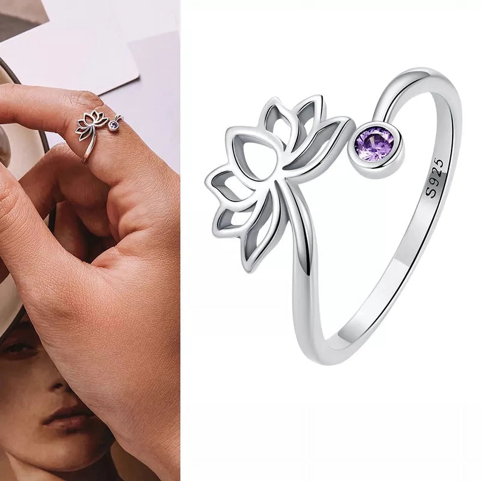 925 Sterling Silver Open Adjustable Rings for Women & Girls. Wedding, Engagement, Anniversary or Gift Rings